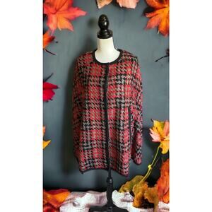 Vivienne Tam Plaid Fall Modern Craft Cape Red Black Tan Plaid Size 6 M 4 8 NWT